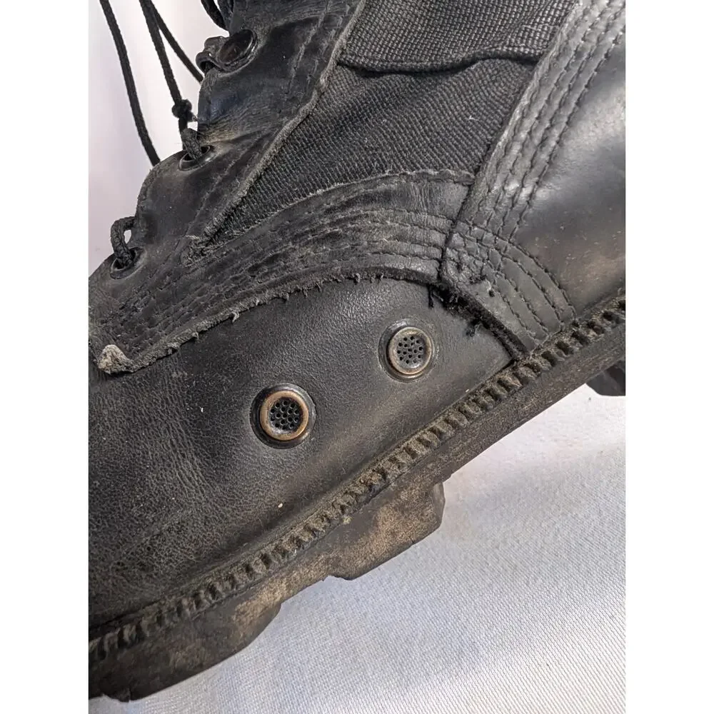 Ro-Search Combat Boots Mens 9.5 W Black Leather Military Tactical Lug Sole Shoes